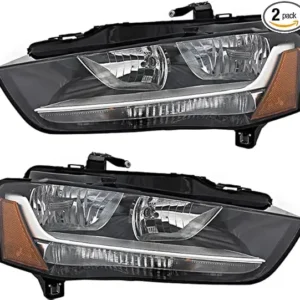 Audi A4 Headlights Lamps Set 2012 2013 2014 2015 2016 Halogen Driver and Passenger Side