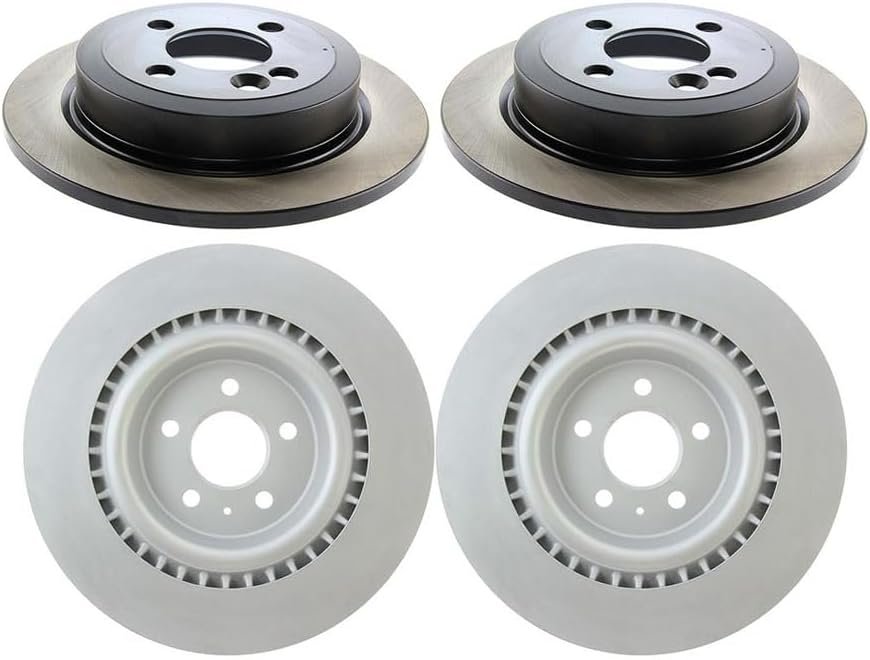 Front & Rear Drilled Brake Rotors + Carbon Ceramic Pads For Audi A4, A5, Q5 (2017-2020)
