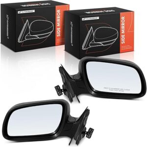A-Premium Pair (2) Driver and Passenger Side Power Door Mirror - Compatible with Audi A4 1996 1997 1998 1999 - Heated Manual Folding Black Outside...
