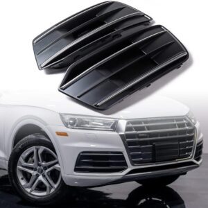 AUDI FRONT LOWER BUMPER FOG LIGHT GRILLE BEZEL | DRIVER & PASSENGER SIDE GLOSSY BLACK ABS WITH CHROME TRIM