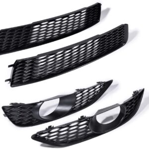2010-2015 AUDI Q7 S-LINE FRONT UPPER & LOWER BUMPER FOG LIGHT MESH GRILLES | MATTE BLACK 4PCS SET