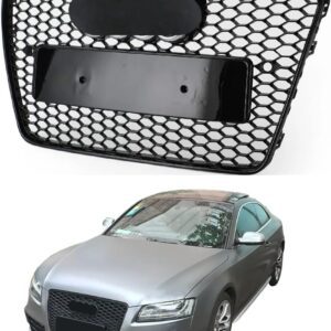 2013-2016 AUDI A5/S5 B8.5 FACELIFT RS S-LINE FRONT BUMPER GRILLE | HONEYCOMB MESH GLOSS BLACK WITH RING HOLDER