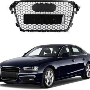 2013-2016 AUDI A4/S4 B9 RS4 STYLE HONEYCOMB MESH FRONT BUMPER GRILLE | SPORT MESH WITH EMBLEM