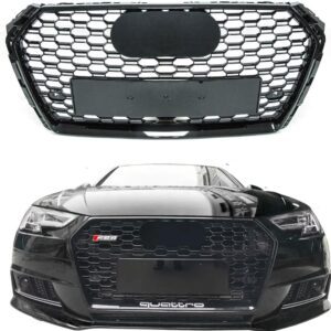 2017-2019 AUDI A4/S4 B9 RS4 STYLE FRONT CENTRAL GRILLE | GLOSS BLACK HONEYCOMB MESH GRILLE UPGRADE