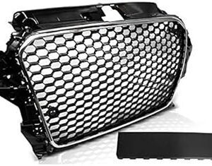 2012-2016 AUDI A3 8V CABRIO SPORT VR-58 FRONT CENTRAL GRILLE | HONEYCOMB MESH CHROME BLACK UPGRADE