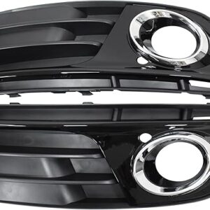 2013-2017 AUDI Q5 FRONT BUMPER LOWER FOG LIGHT COVERS | GLOSSY BLACK ABS GRILLES LEFT & RIGHT DRIVER/PASSENGER SIDE