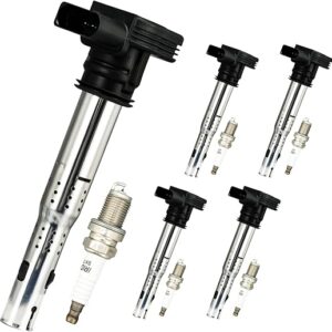 OEM Performance Set of 5 UF575 Ignition Coils & Iridium Spark Plug Compatible with VW Jetta GLI Passat Tiguan Beetle CC Rabbit GTI Golf Beetle...
