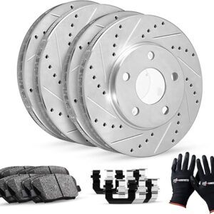 R1 Concepts Front Rear Brakes and Rotors Kit |Front Rear Brake Pads| Brake Rotors and Pads| Ceramic Brake Pads and Rotors |Hardware Kit|fits...