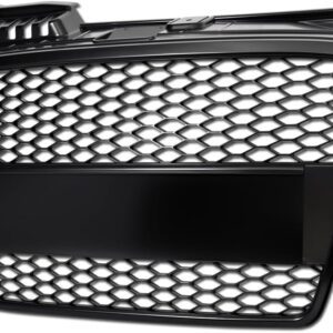 2005-2008 AUDI A4 B7 RS-STYLE HONEYCOMB MESH FRONT BUMPER GRILLE | MATTE BLACK WITH EMBLEM BASE