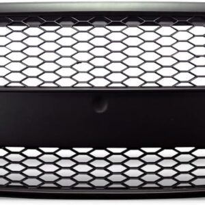 2009-2012 AUDI A4 B8 RS-STYLE HONEYCOMB MESH FRONT BUMPER GRILLE | GLOSSY BLACK WITH EMBLEM BASE