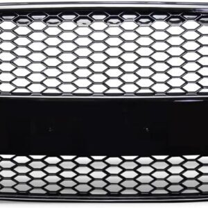 2008-2012 AUDI A5/S5 B8/8T RS-STYLE HONEYCOMB MESH FRONT BUMPER GRILLE | GLOSSY BLACK WITH EMBLEM BASE