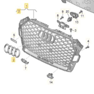 2019 Audi RS5 Style Front Grille (Gloss Black Frame + Honeycomb)