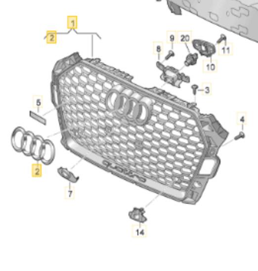 2019 Audi RS5 Style Front Grille (Gloss Black Frame + Honeycomb)